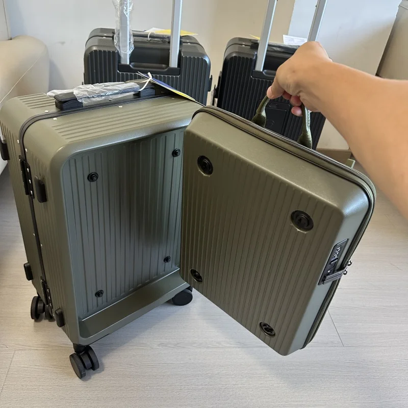 Aluminum Frame Carry On Luggage - Valigia 2-in-1 con Zaino Staccabile, Tasca
