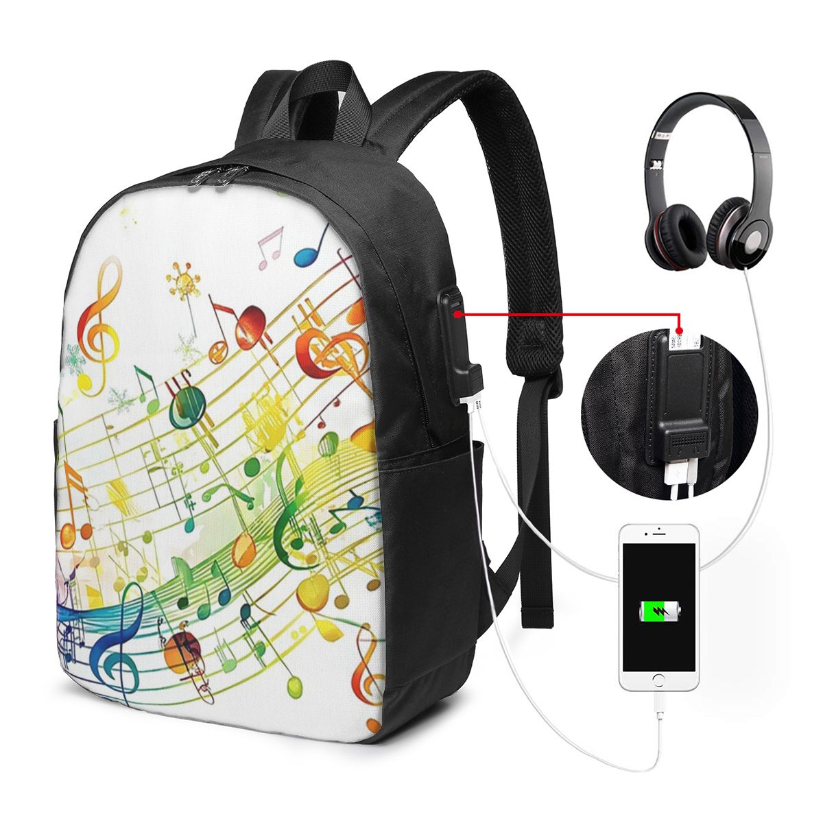 Travel Bags - Tasti di pianoforte astratti con note
