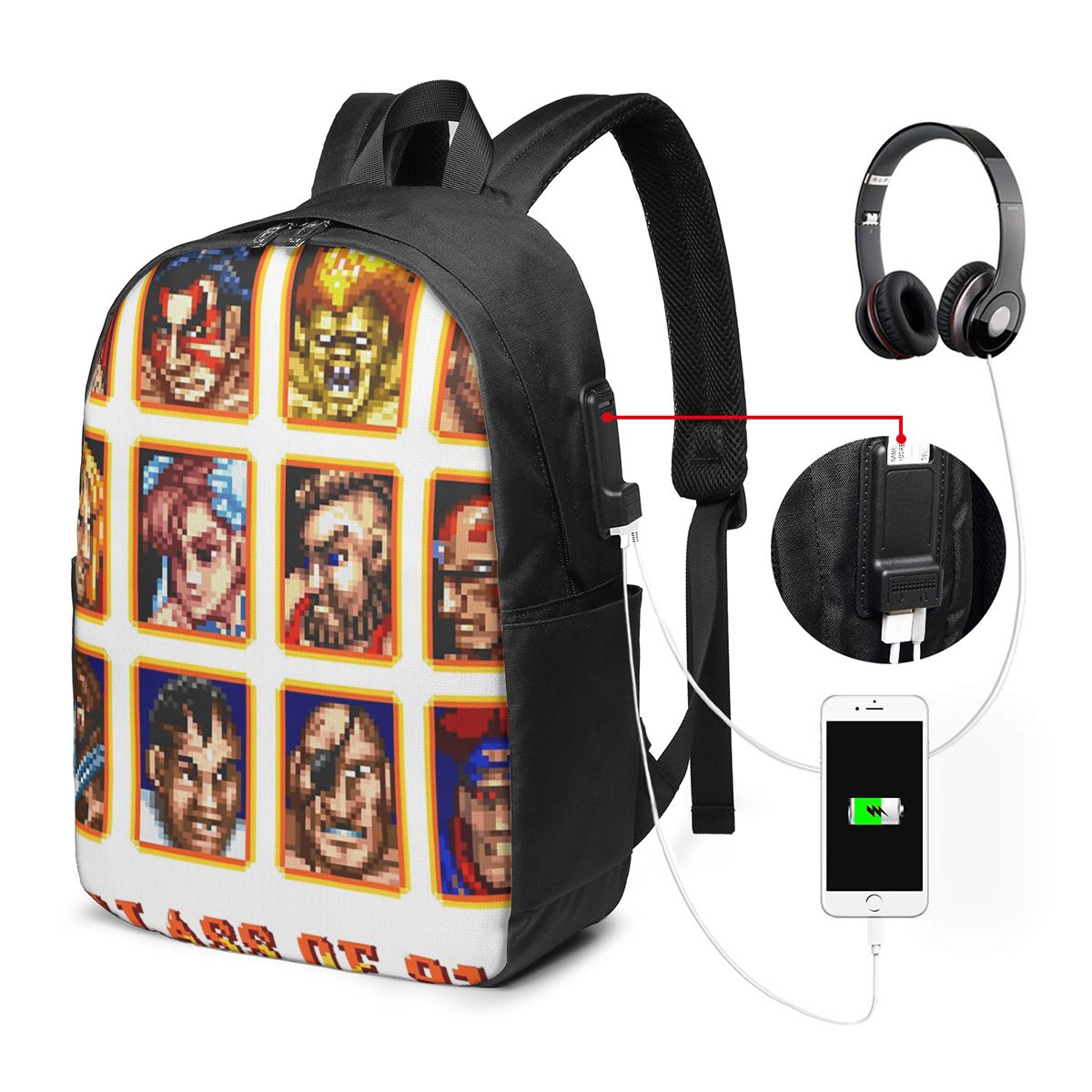 Travel Bags - Zaino Defeated Portraits Super Street Fighter,