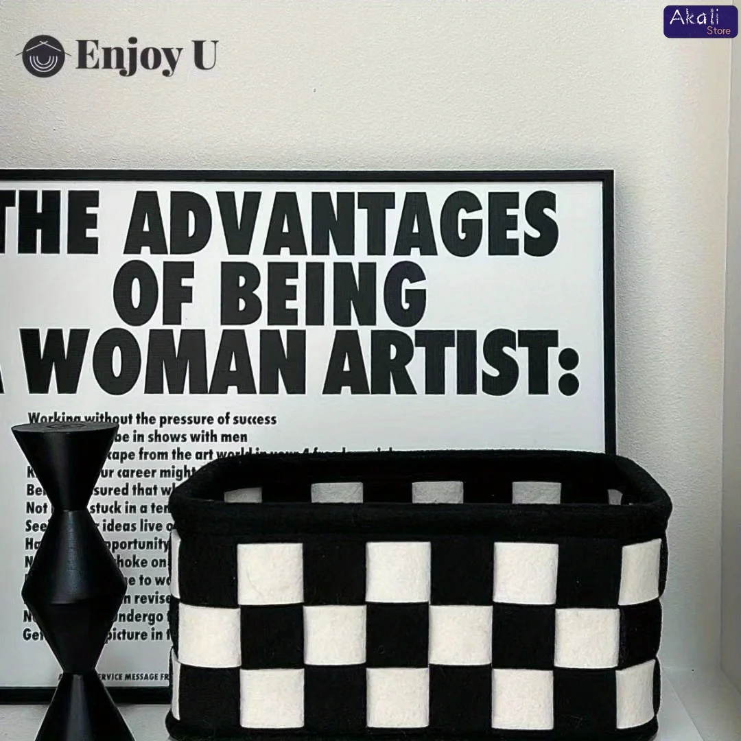 Cosmetic Bags - Cesto portaoggetti a scacchi bianco e