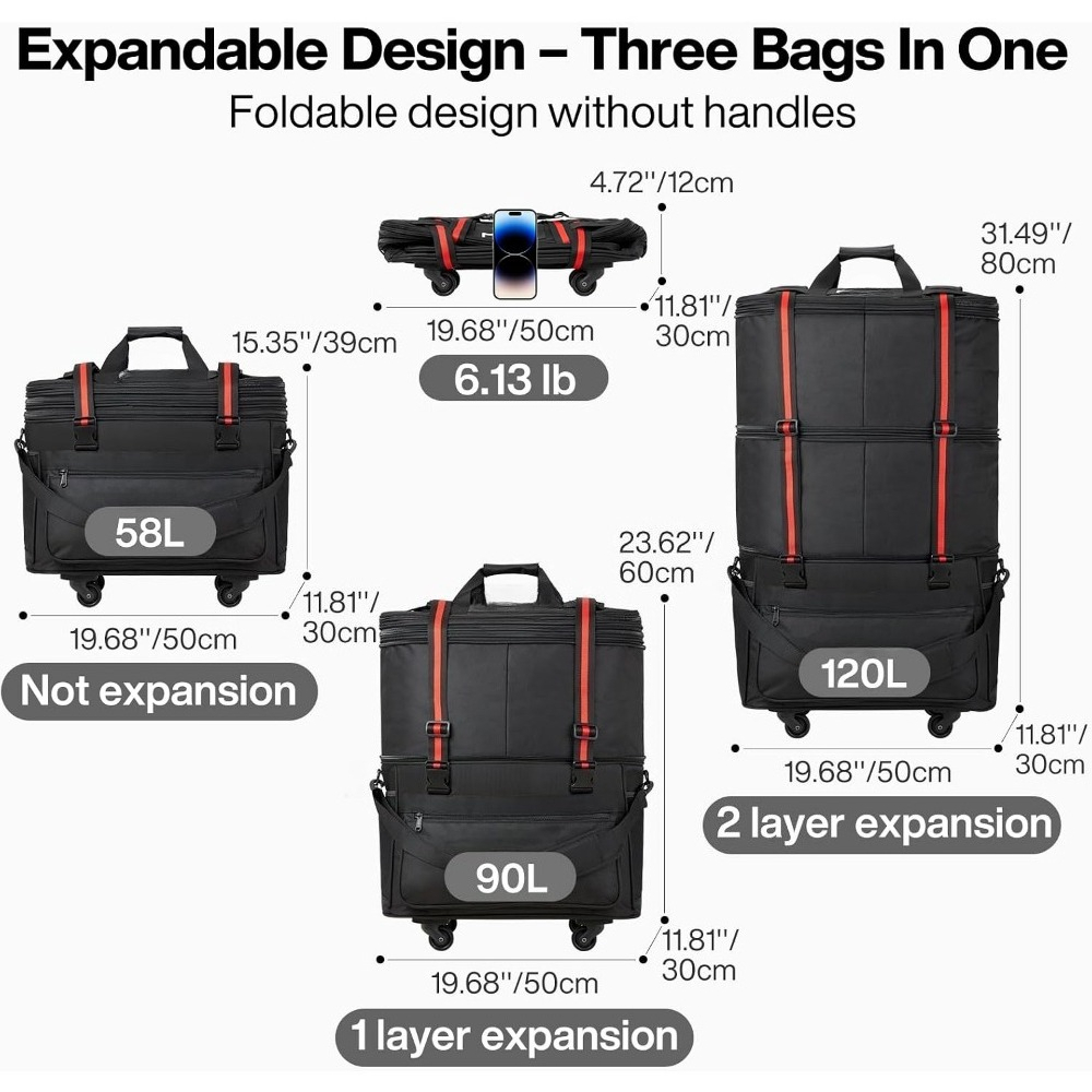 Borsa da viaggio espandibile e - Foldable Rolling Luggage Bag recensione e prezzo